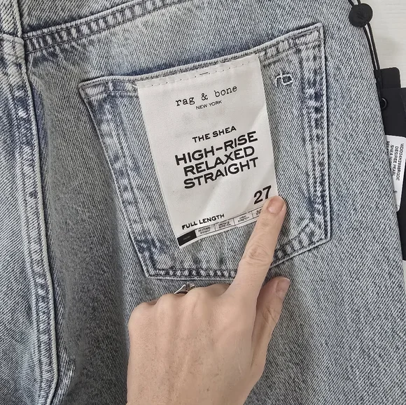 Rag & Bone The Shea High Rise Relaxed Pearl Embellished Jeans New Size 27 - Picture 12 of 15